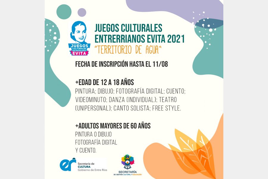 Desde Gestión Cultural y Educación municipal se convoca a la nueva edición de los “Juegos Culturales Evita” virtuales