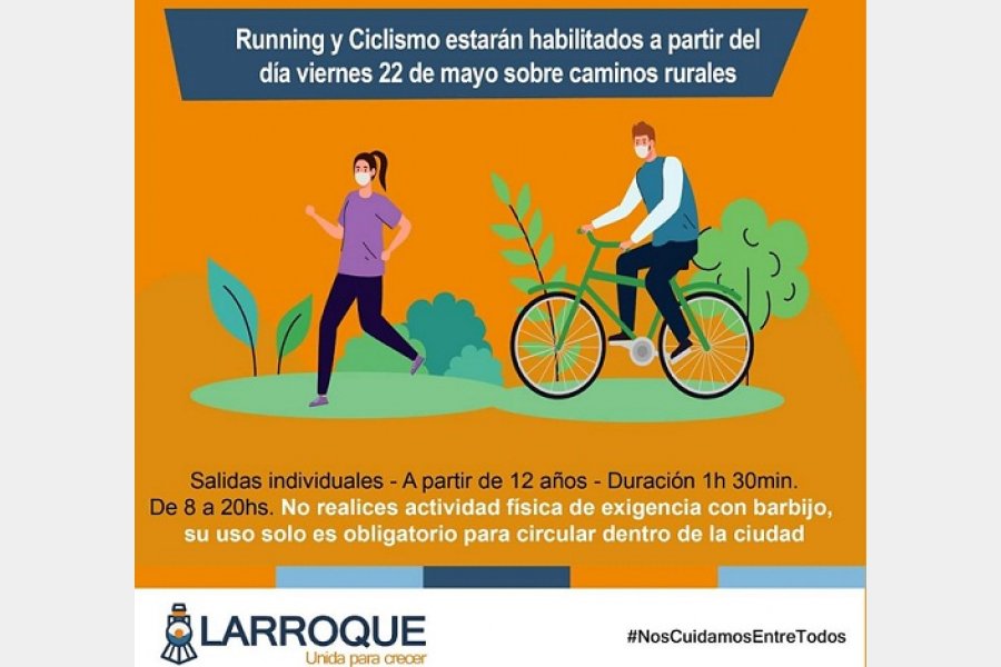 En Larroque se puede salir a correr y andar en bicicleta