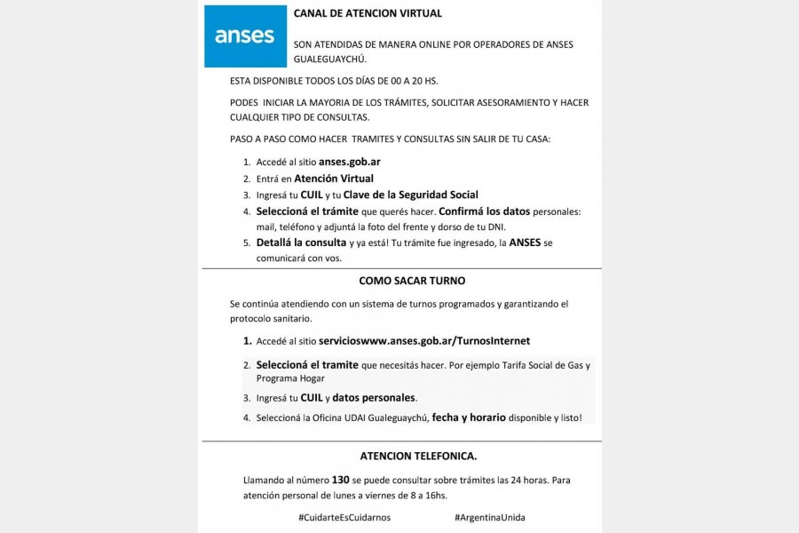 ANSES: Desarrollo Humano municipal informa y asesora sobre la atención del organismo delegación Gualeguaychú