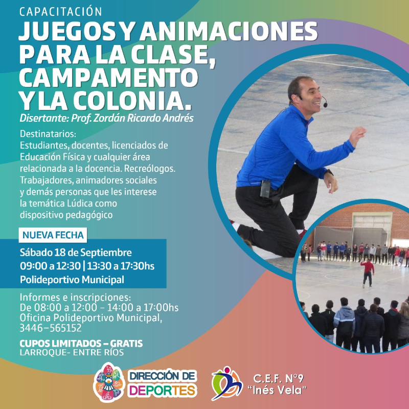 Deportes municipal invita a una interesante capacitación sobre juegos y animaciones