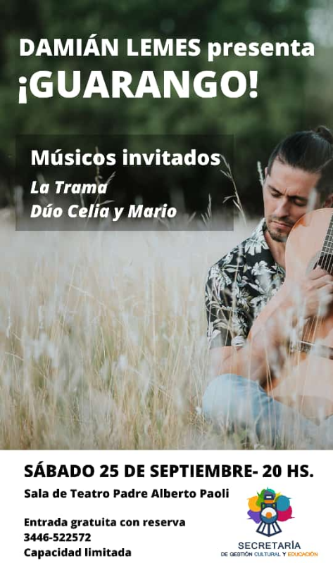 El músico Damián Lemes presenta en Larroque su trabajo discográfico “Guarango”