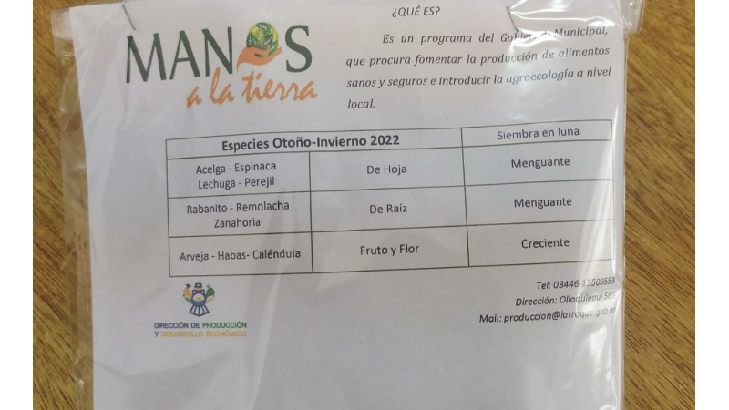 Entrega de kits de semillas para huertas familiares desde este martes en Larroque