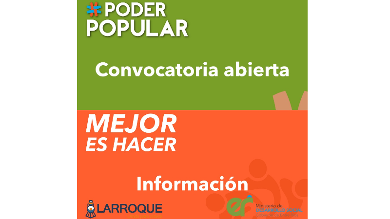 Están abiertas las inscripciones para los programas “Poder Popular” y “Mejor Hacer”