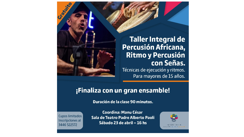 Se organiza en Larroque un “Taller Integral de Percusión Africana, Teoría y Lectoescritura. Ritmo y Percusión con Señas”