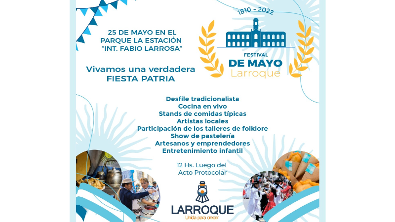 Larroque prepara una gran Fiesta Patria el próximo 25 de mayo