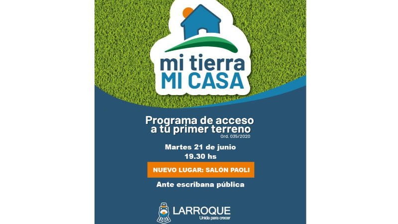 Programa “Mi tierra, el sorteo de hoy de los postulantes aprobados, se realizará en el Salón “Padre Paoli”