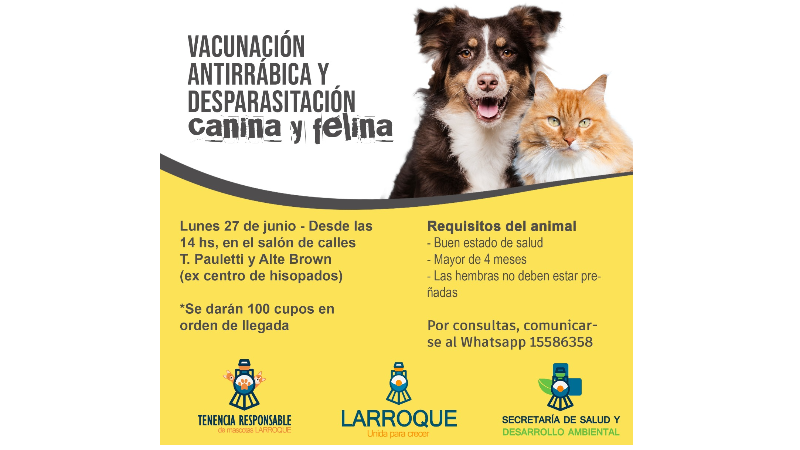 En Larroque se realiza una jornada de Vacunación antirrábica y desparasitación canina y felina