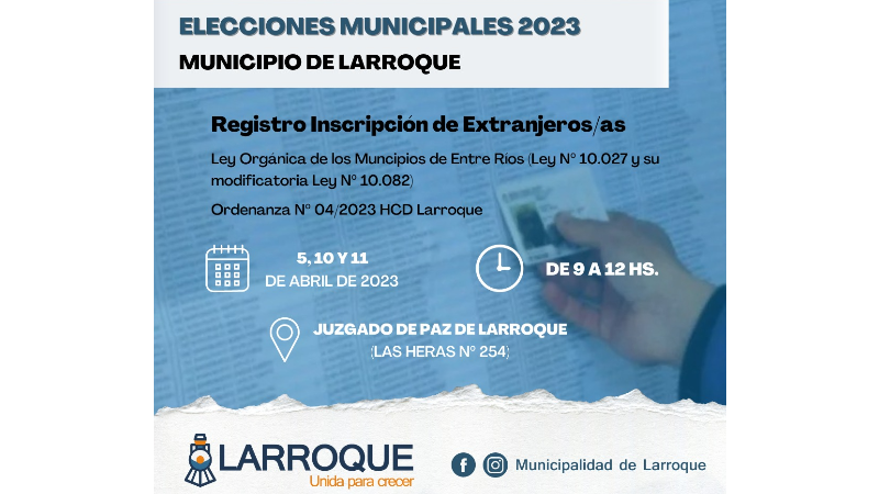 Inscripción de Extranjeros/as, en el marco de las Elecciones Municipales 2023