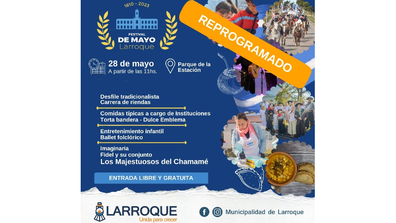Cambios en el cronograma de conmemoración del 25 de Mayo en Larroque