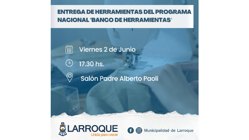 Se entregarán herramientas del Programa “Banco de Maquinarias, Herramientas y Materiales” de la Economía Social