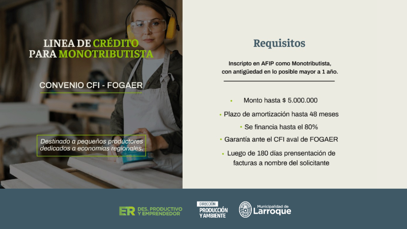 LÍNEA DE CRÉDITOS PARA MONOTRIBUTISTAS